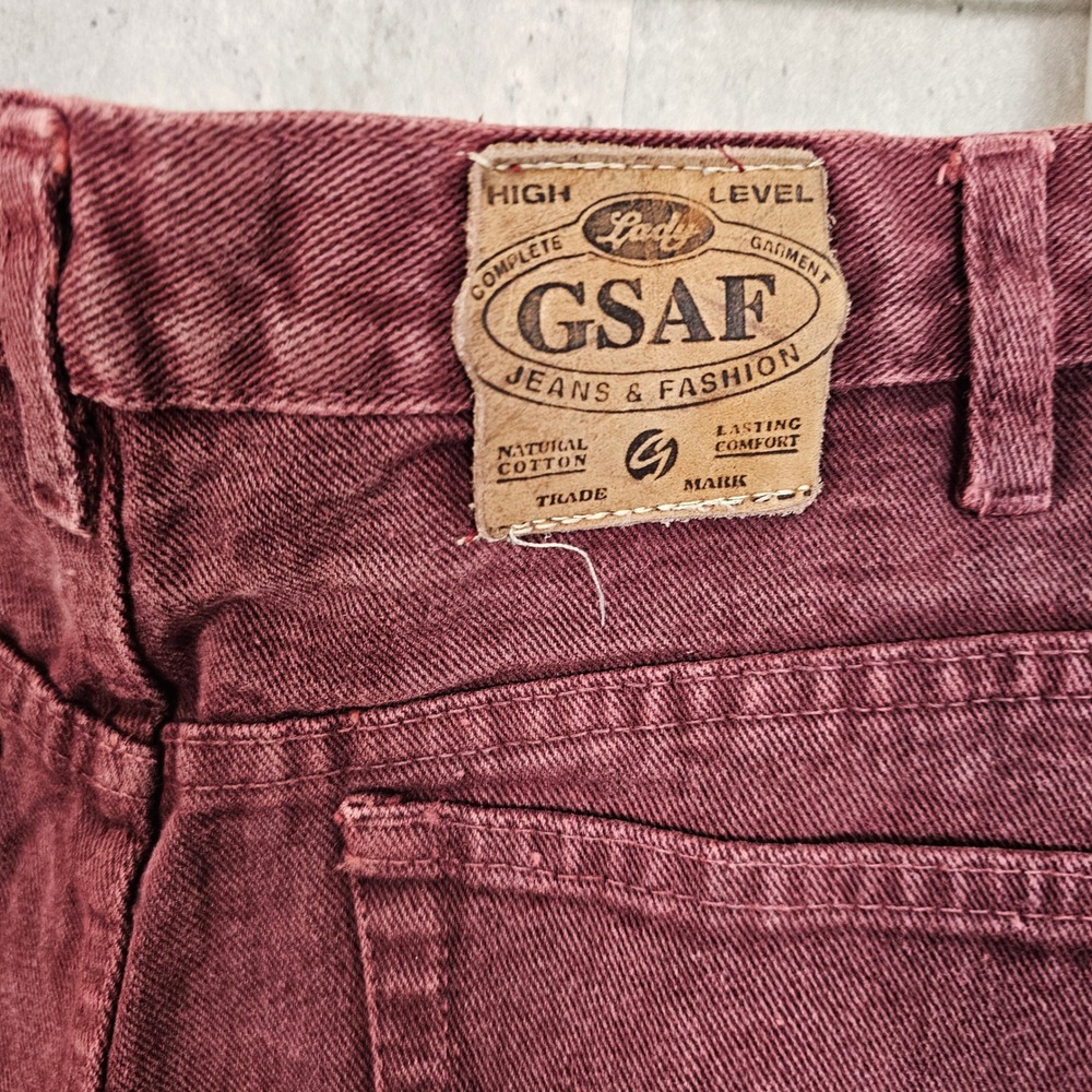 Vintage 90s GSAF High Waist Mom Jeans Burgundy Red Tapered Leg Denim Mexico Sz 6 - Picture 9 of 14